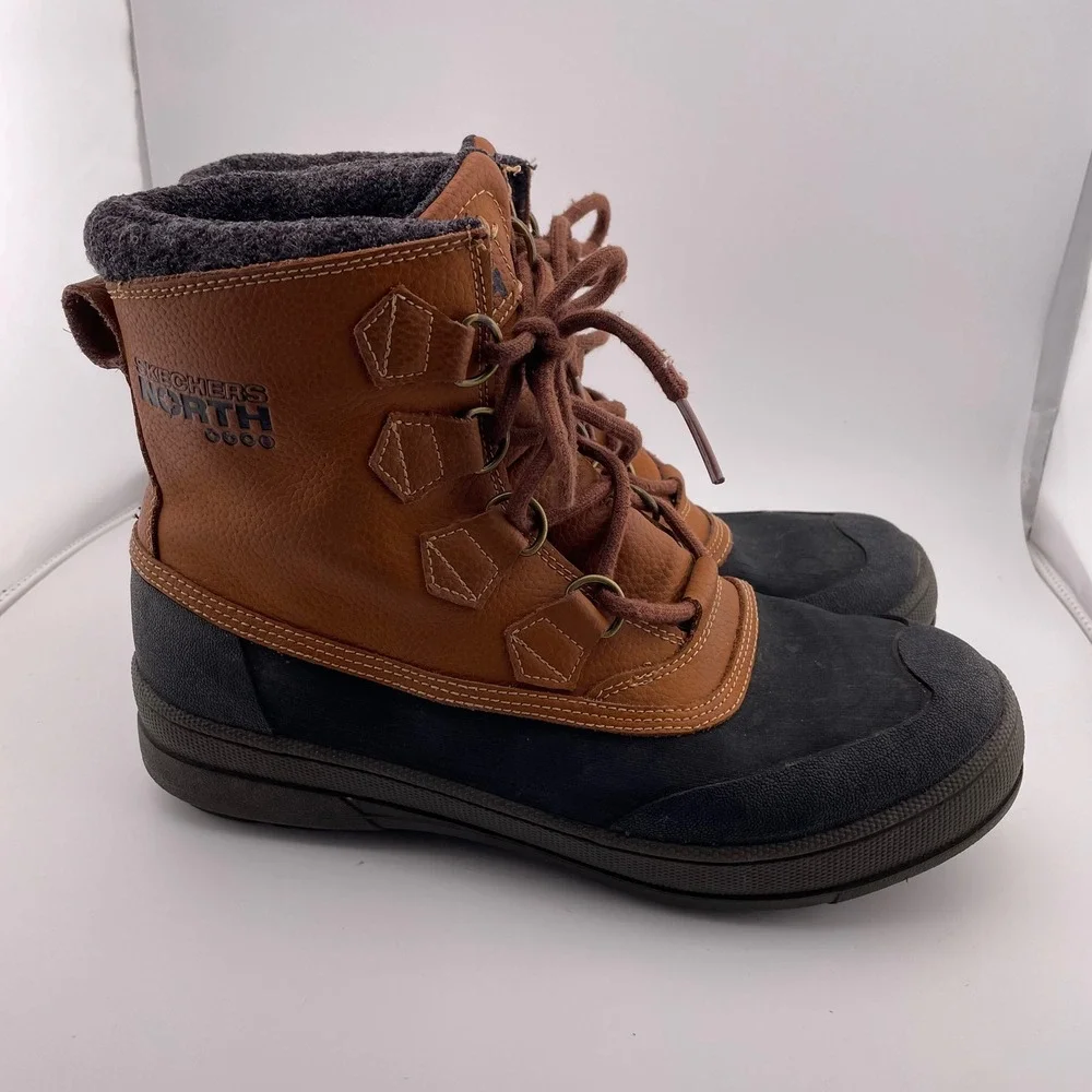 Skechers North 3600 Mens Leather Thinsulate‎ Winter Duck Boots Brown Black US 9